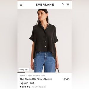 Black Everlane Silk Blouse, Size 4